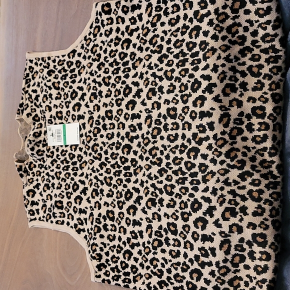 New! Palette Mock-Neck Sleeveless Sweater Cheetah Large - Picture 2 of 6